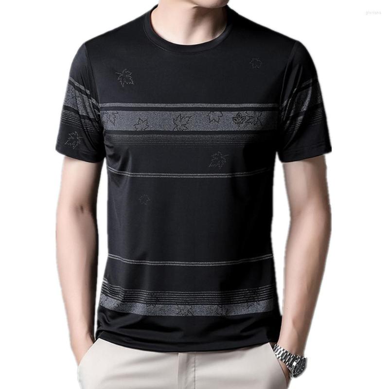 

Men's T Shirts Men's Summer Short Sleeved T-Shirt Iron Free Thin Round Neck Pullover Young People's Casual Silk Slip Half Sleeve, Black