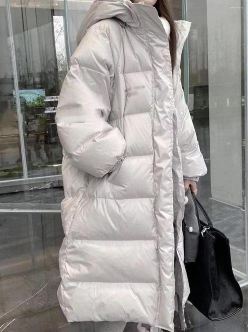 

Women' Down Winter Loose Long Coat Women 2022 Fashion Solid Color Warm Hooded Puffer Jacket Female Casual Parkas Feminina, Black