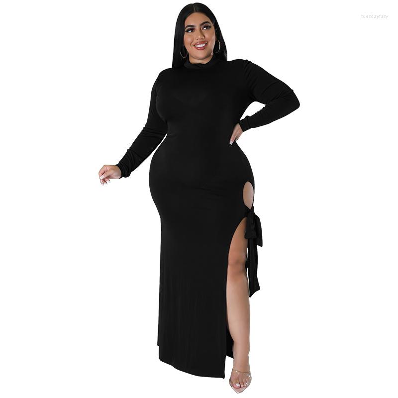 

Plus Size Dresses Sexy Elegant Big Beautiful Women Dress Long Sleeve Female Robe Casual Girls Party Vestidos Lady's Split