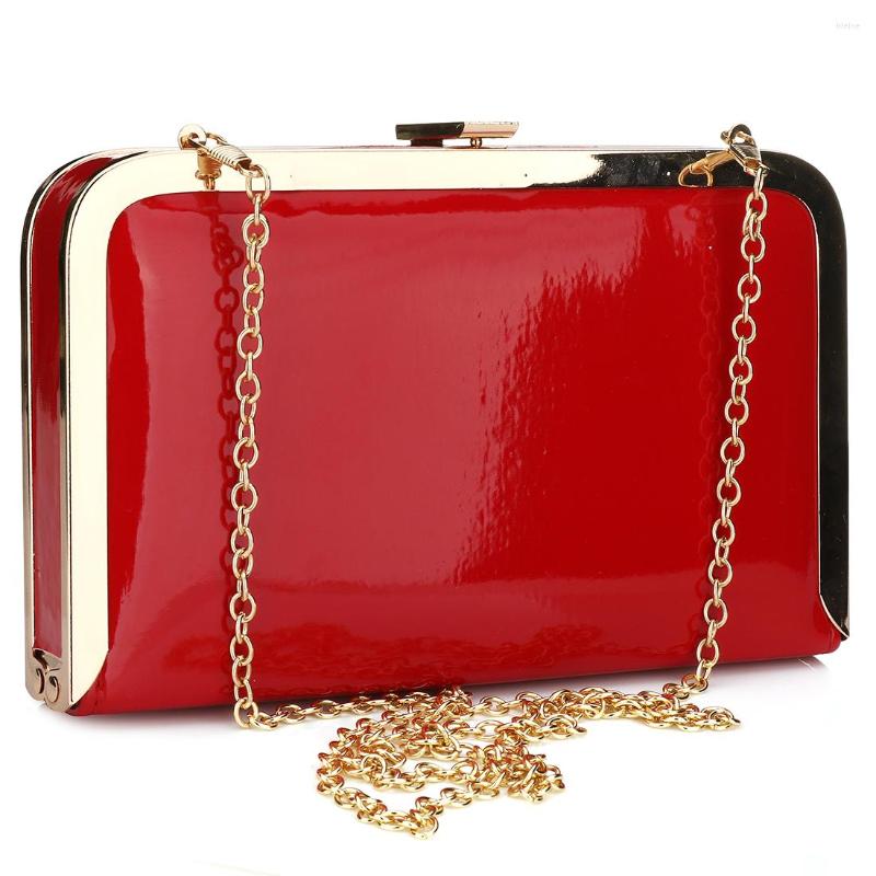 

Evening Bags Solid Elegant Leather Hard-Surface Clutch Formal Business Pouch For Women Party Fashion Crossbody Bag Designer Purse, Black