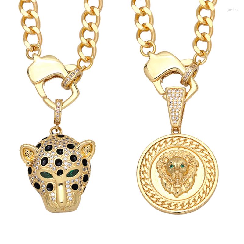 

Pendant Necklaces European Cool Leopard Charm Necklace Gold Color Lion Hip Hop Link Chain Jewelry For Men Women High Quality Gifts