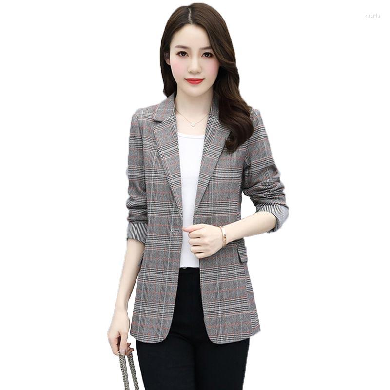 

Women's Trench Coats Blazer Coat Women Autumn 2022 Fashion Temperament Casual Plaid Suit Jacket Spring Retro Korean Femme 11, Khaki