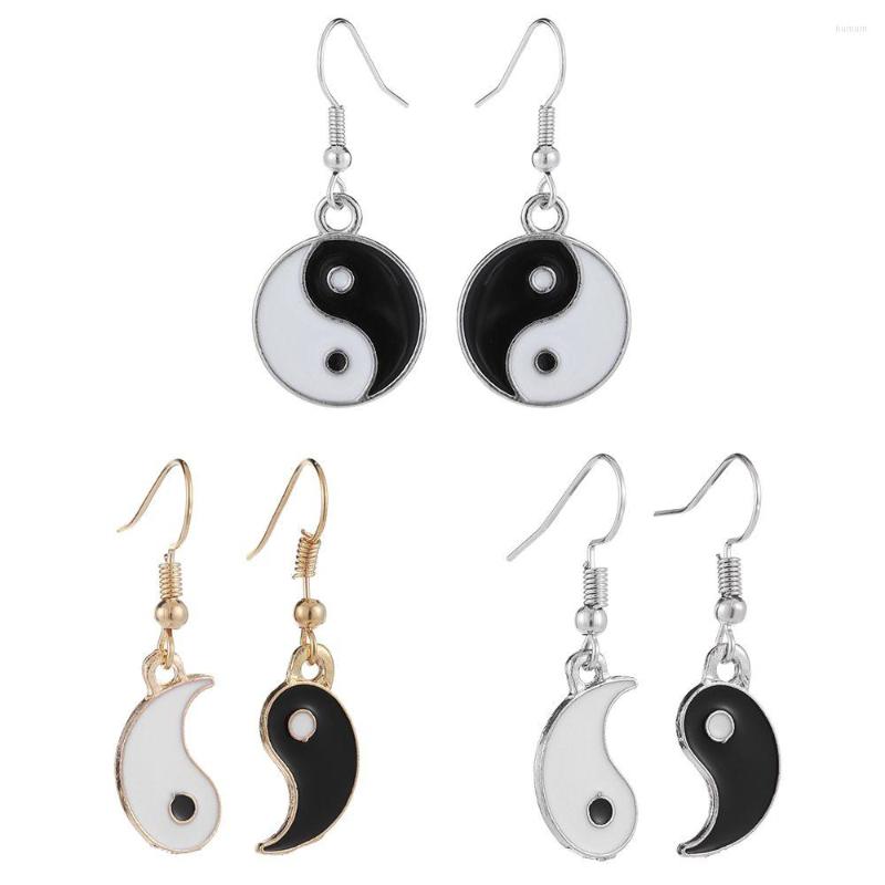

Dangle Earrings 1 Pair Women Gossip Tai Chi Yin Yang White Black Friendship Couple Valentine's Day Gift