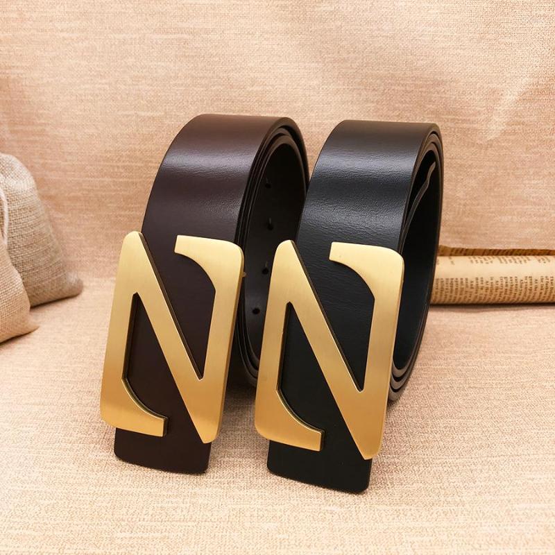 

Belts 2022 Ciartuar Fashion Belt For Men 3.8cm High Quality Genuine Leather Cowskin Trousers Z Buckle Gold Copper, Black