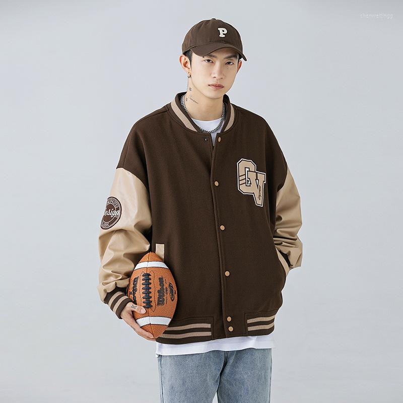 

Men's Jackets American Streetwear Jacket Letter Embroidery Autumn Retro Baseball Uniform Couples Loose Coats Male Casual Y2k Outerwear, Black