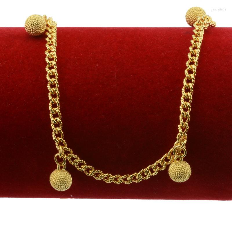 

Anklets 1pcs Gold Anklet Color Link Ball Curb Chains Jewelry 9.8inch Foot Wholesale
