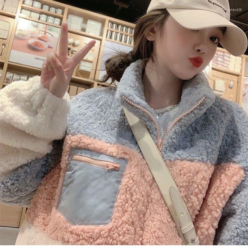 

Women' Fur Hstar 2022 Winter Lamb Wool Coat Women Plus Velvet Thicken Korean Style Loose Warm Splicing Sweet Lambswool Outerwear, Picture shown