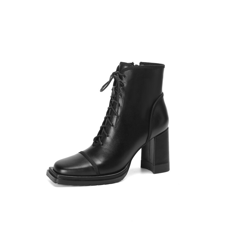 

Winter Knee Short BootS Women Designer Round Toe Block High Heel shoes Genuine Leather Suede LeatherParty Wedding Fashion Luxury Platform Lady YGN48-E3827, Black-flock lined