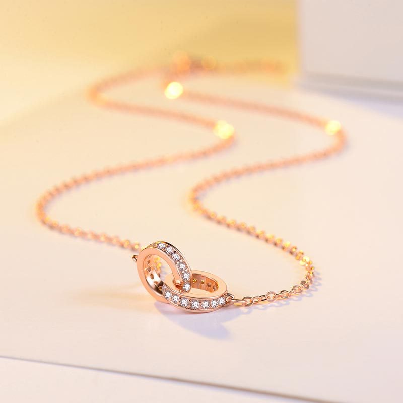 

Necklaces Bracelet designer jewelry Double ring silver pendant niche design feeling