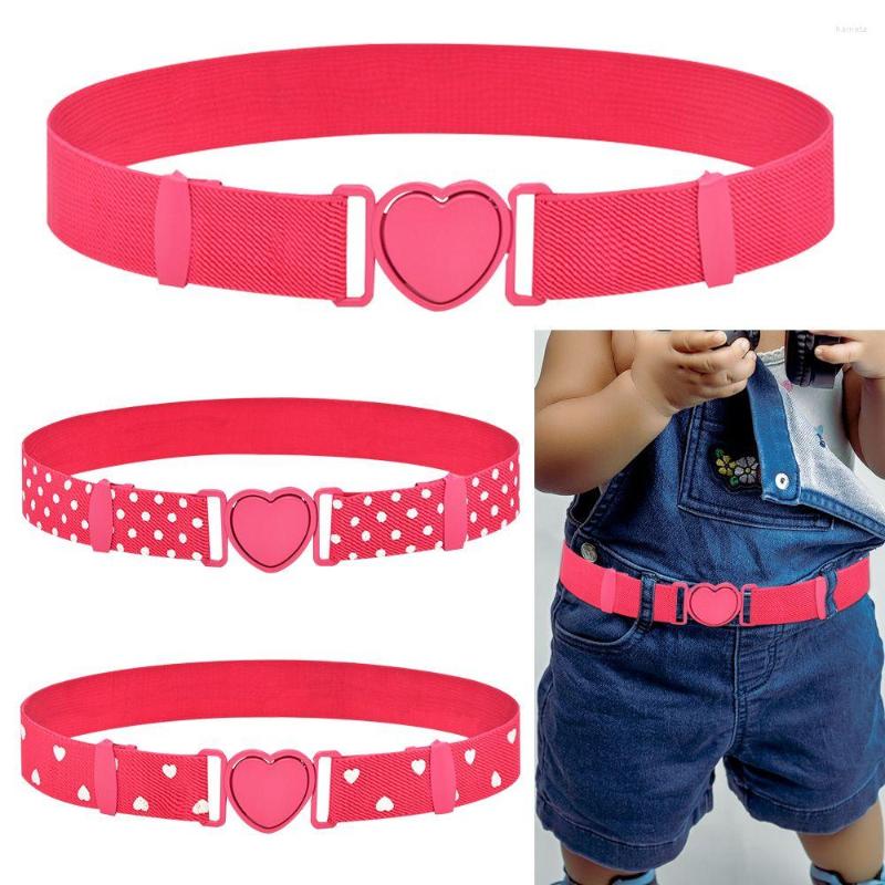 

Belts Casual Elastic Adjustable Kids Heart Buckle Belt Waist Waistband, Black