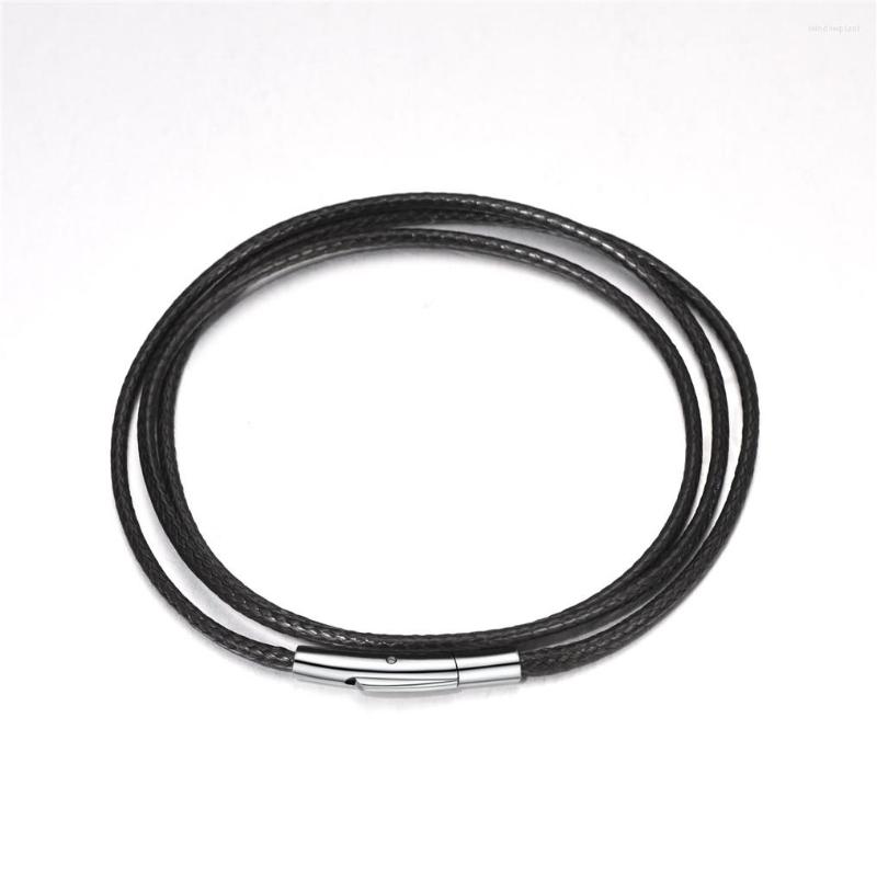 

Pendant Necklaces Woven Leather Rope Bracelet Black Waterproof Wax Chain Wristband 316L Stainless Steel Snap Buckle Men Women BM108