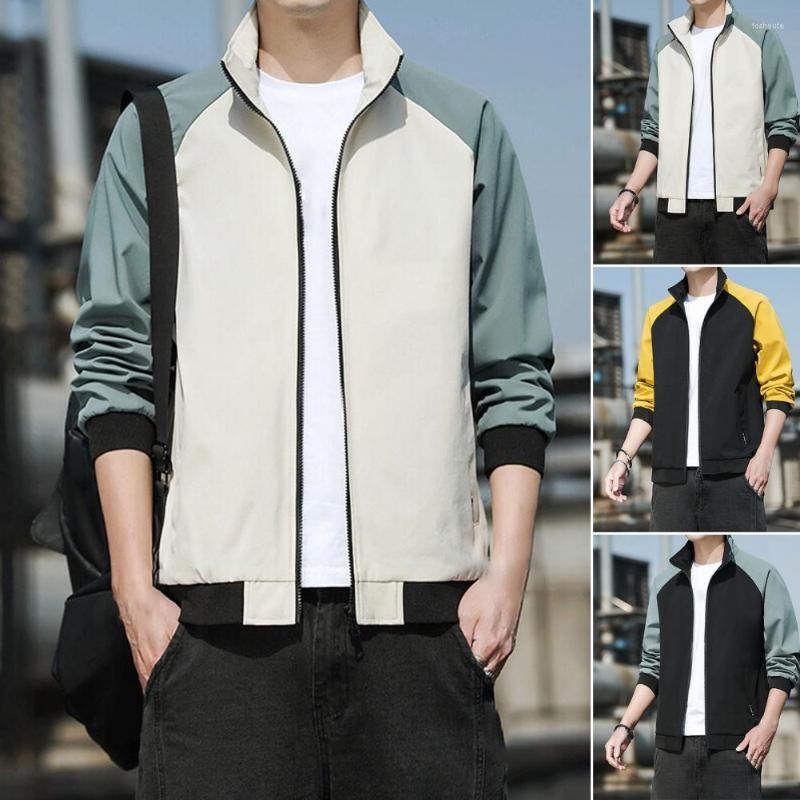 

Men's Vests Simple Design Stylish Washable Ribbed Cuff Jacket Sporty Men Coat Stand Collar For School, Black