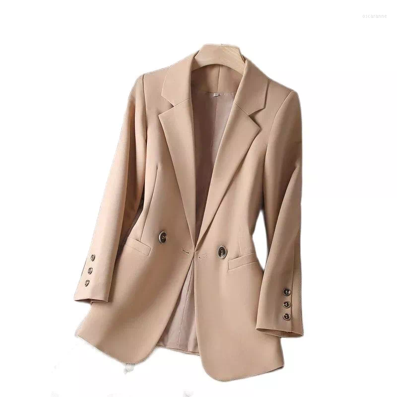 

Women's Suits Leisure Suit Women's Coat Spring Autumn Style Temperament Slim Fit Ladies Comfortable Lining Wild Blazer S-4XL, Apricot