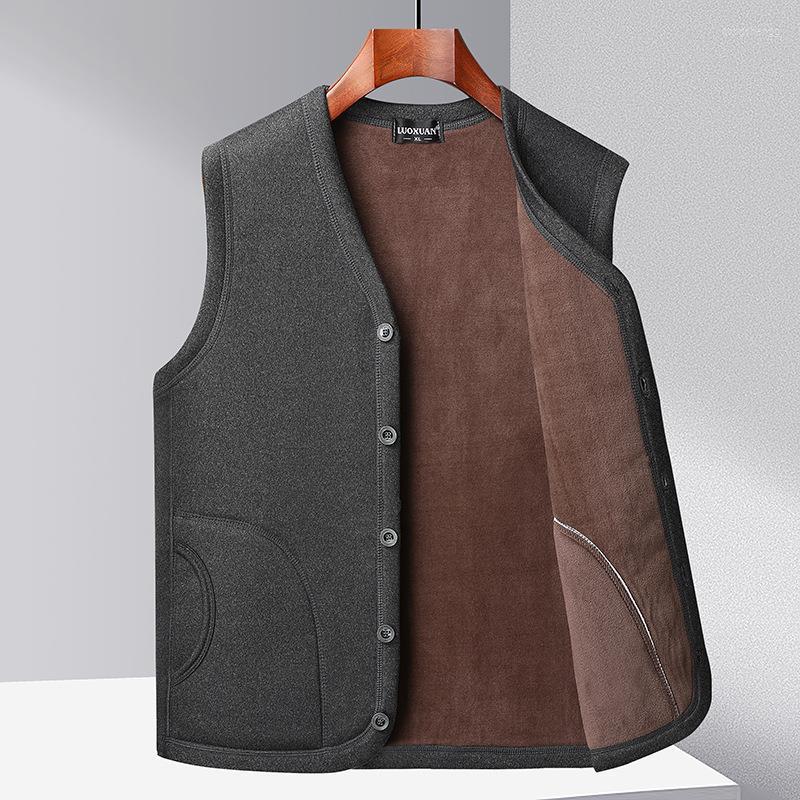 

Men's Vests 2022 Men's Winter Single-Breasted V-neck Plus Velvet Thickened Casual Vest, Black