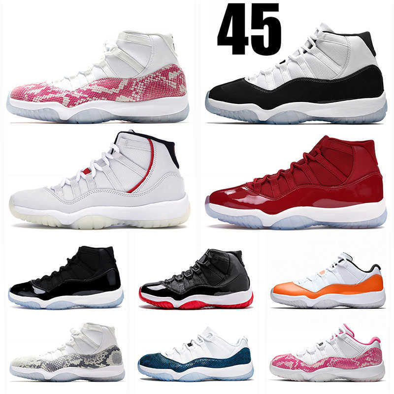 

Top 11 mens basketball shoes XI Snakeskin Pink Concord 11s Purple Space Jumpman Cap and Gown Platinum Tint men Blue trainer designer shoes, A28 rose gold 36-40