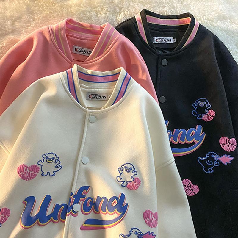 

Women's Jackets Sweet Letters Printed Baseball Uniform Punk Women Jacket Autumn Korean Vintage Casual Loose Streetwear Harajuku Kawaii, Black