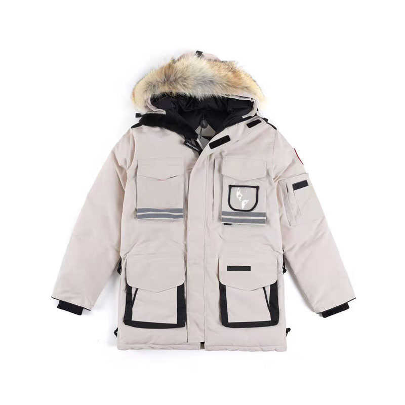 

Classic Down Jackets Winter Mens Canadian Cg Snow Mantra Parka Goose Outwear Coat 3m Windproof Big Pockets 9501m, Ivory