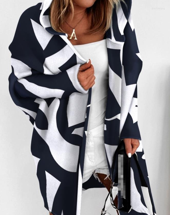 

Women' Trench Coats Coat For Women Autumn 2022 Open Front Batwing Hooded Colorblock Casual Long Sleeves Daily