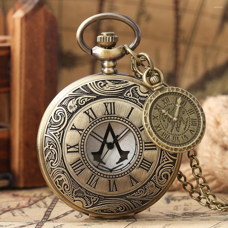 

Pocket Watches Vintage Stylish Quartz Necklace Watch For Kid Men Women Pendant Chain Retro Clock With Charm Accessory, E with 80 cm chain