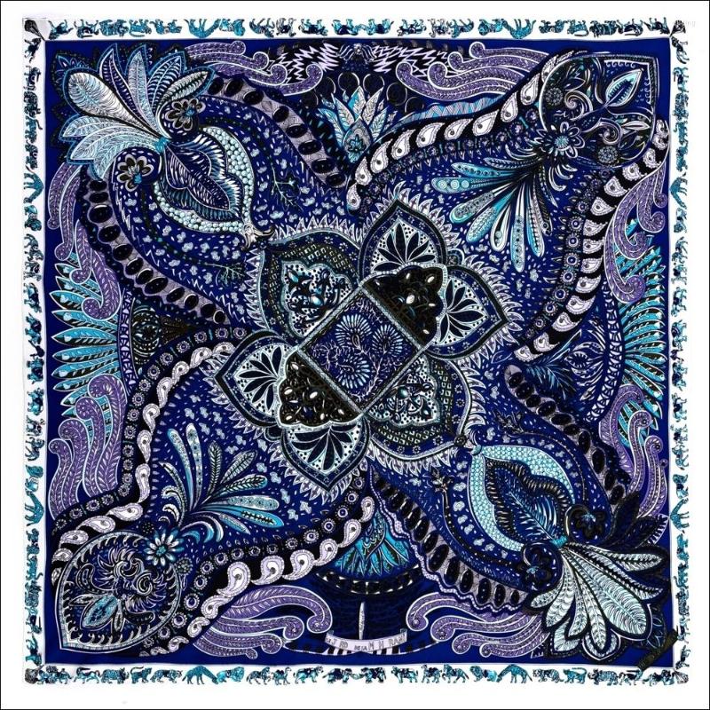 

Scarves Flower Silk Scarf Hand Rolled Natural Square Women 90 By Designer Head For Neck Bandanas