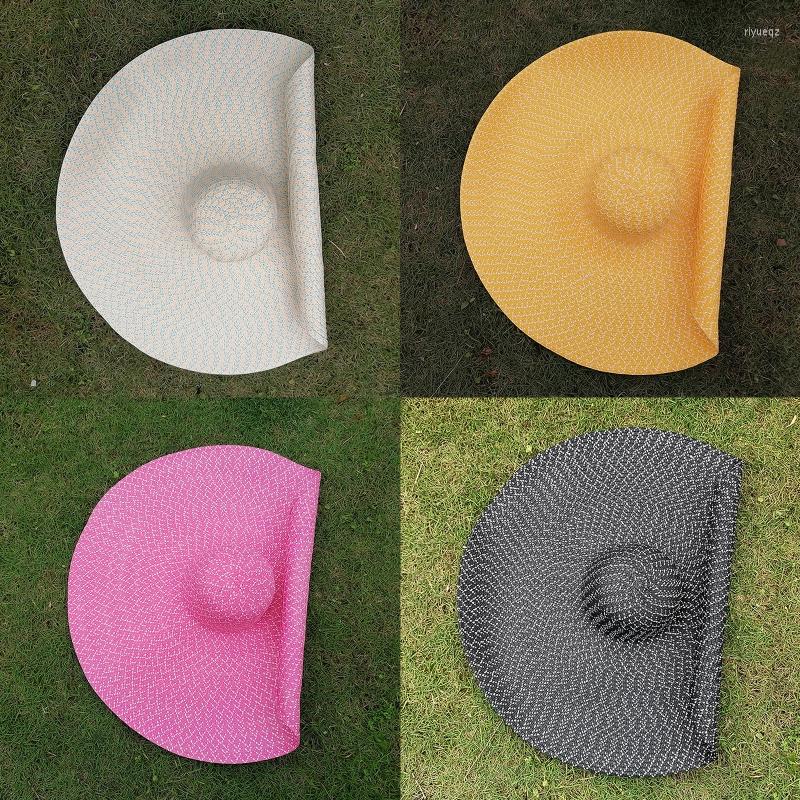 

Wide Brim Hats Empty Top Hat Sunscreen Foldable Oversized Sun Visor For Summer 101A, Yellow white stripes