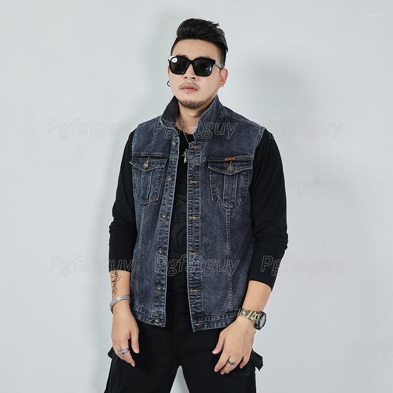 

Men's Vests Plus Size 8XL 7XL 6XL 5XL Cotton Jeans Sleeveless Jacket Men Denim Vest Male Cowboy Outdoors Waistcoat Mens Gray Jackets, Black