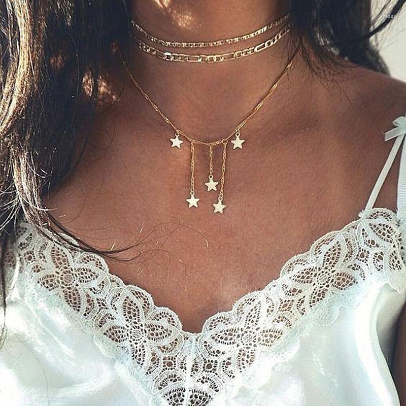 

Choker 3 Pcs/Set Fashion Women Stars Tassel Chain Pendant Multilayer Clavicle Necklace Exquisite Simple Girl Clothing Jewelry
