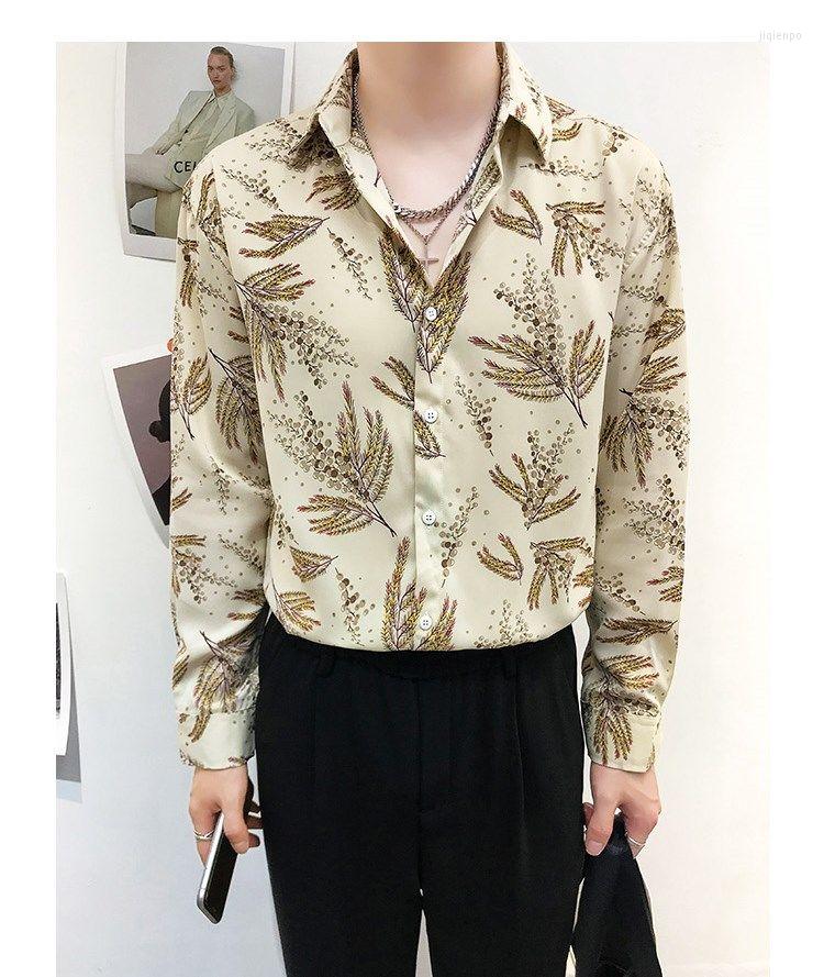 

Men's Casual Shirts Ad33 Fashion Men's 2022 Runway Luxury European Design Party Style Clothing, Beige