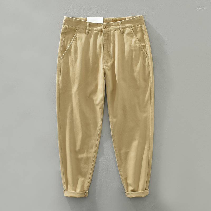 

Men's Pants Pure Cotton Straight For Men Japanese Streetwear Style Button Casual All-match Male Solid Trousers, 3502 black