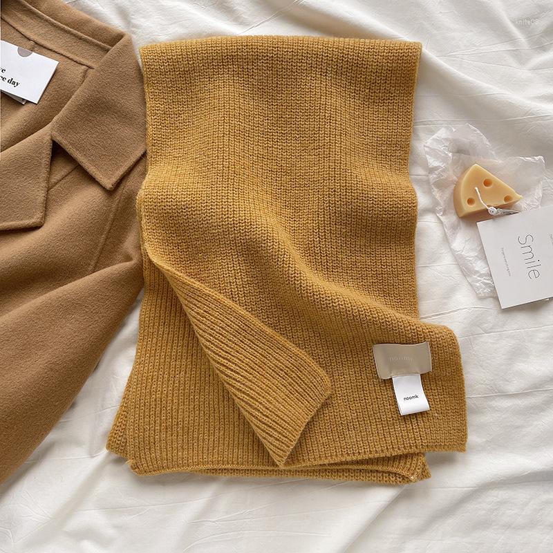 

Scarves Korean Fashion Solid Color Knitted Wool Scarf Women Winter Warm Pashmina Lades Girls Neckerchief Student Bufandas