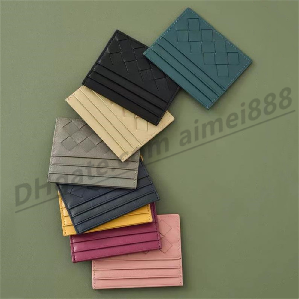 

High quality leathers bags wallet luxury ultra thin leather wallet large lattice cardholder men's and women's fashion card bag Purse, Grey