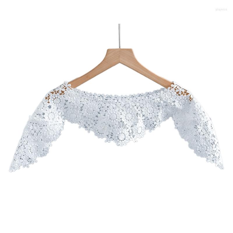 

Scarves Hollow Flowers Decorative Collar Crochet White Shawl Removable Shirt Detachable