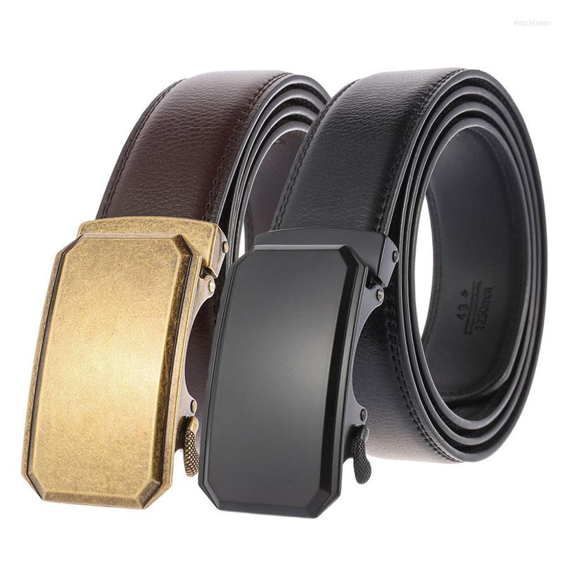

Belts Design Mens Black White Brown Leather Men Ratchet Strap With Automatic Buckle Male Belt Birthday Christmas Wedding Gif