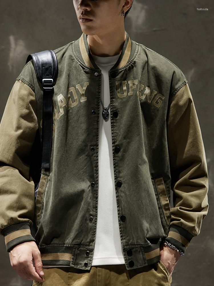 

Men' Jackets Japanese Baseball Jacket Men' Winter Fleece Padded Overalls Vintage High Street, Deep gray thin