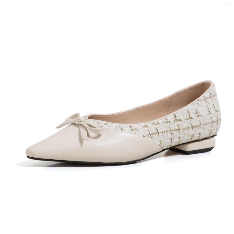 

Dress Shoes Cevabule Customized Women Autumn Women's Elegant Stitching Linen Bow Square Heel Low TYX, Beige
