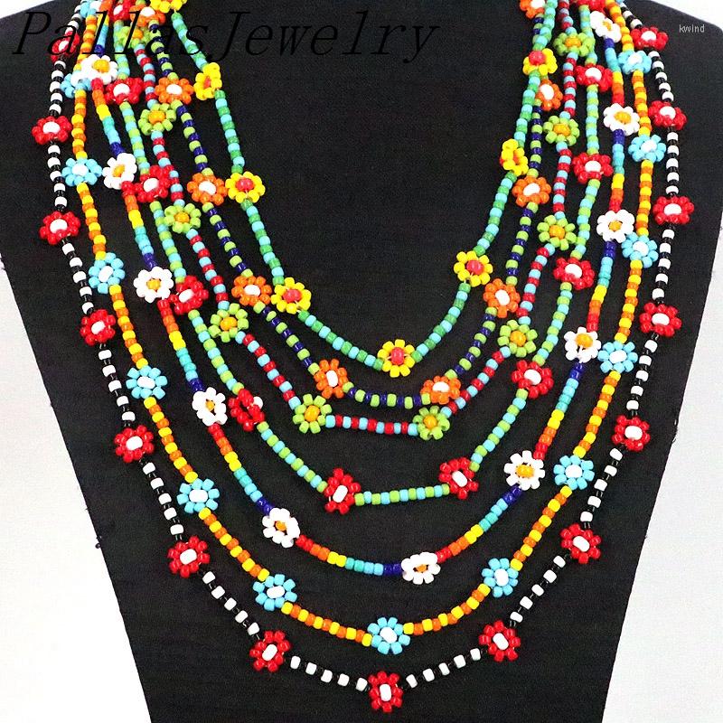 

Choker 5Pcs Women Rainbow Boho Jewelry Collares Flower Fashion Colorful Beads Necklaces 2022