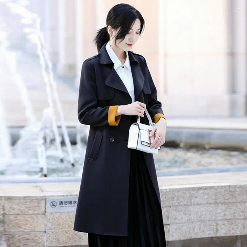 

Women's Trench Coats High-End Coat Women's Spring Autumn Long Fashion Double Breasted Windbreaker Belt Female Overcoat 3XL 119, Red