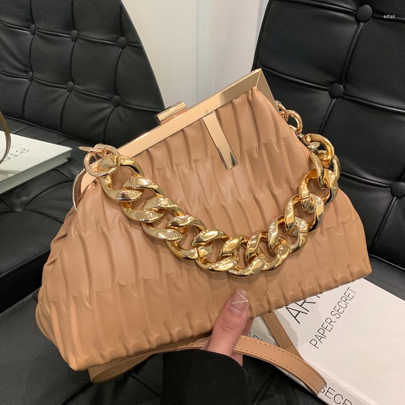 

Evening Bags Fashion Ladies Shoulder Bag Thick Chain Underarm Women Designer Handbags Purses Crossbody, Black