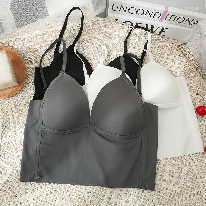 

Women's Tanks Sexy Binder Chest Woman Top Tank Tops Women Corset Femme Crop Camisole Strap Built In Bra Korean Fashion, Bk