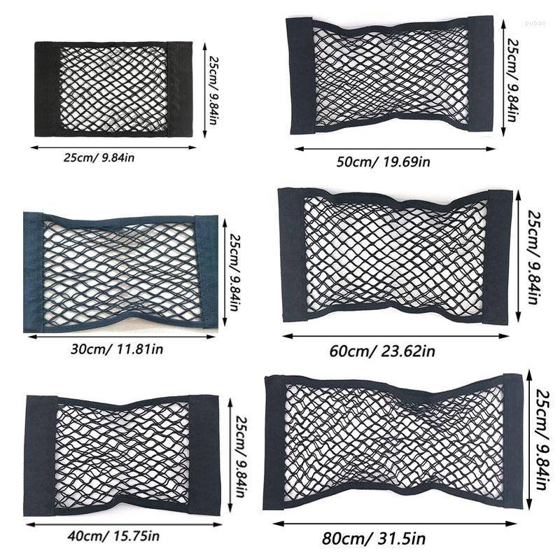 

Car Organizer Back Rear Trunk Storage Net Seat Elastic String Magic Sticker Mesh Bag Auto Accessories