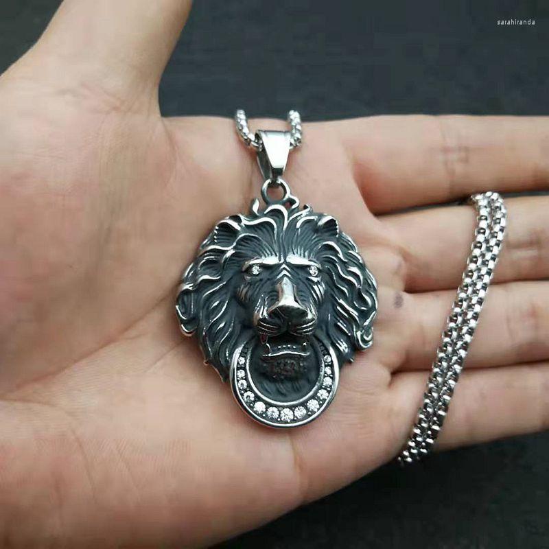 

Pendant Necklaces Punk Retro Stainless Steel Male Lion Animal For Men Rock Jewelry
