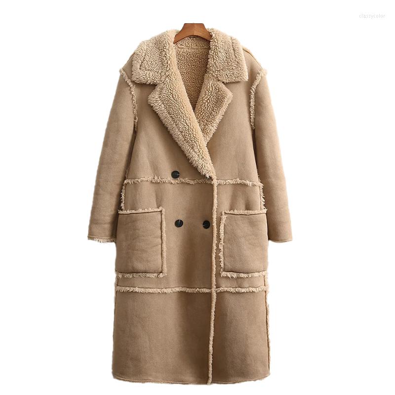 

Women' Fur Winter Coat Women Vintage Faux Patchwork Fleece Jacket Imitation Lamb Integrated Coats Female Outwear Tops Autumn, Grey coffee