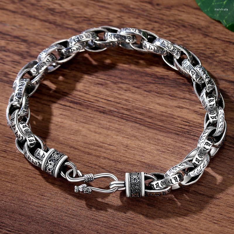

Link Bracelets SV National Tide Retro Six-character Mantra Interlocking Bracelet Men's Trendy Hand-woven Punk Jewelry Women Man