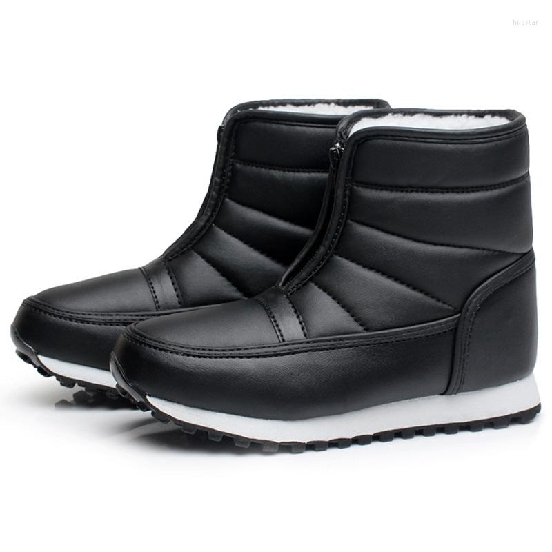 

Boots Fur Padded Women Cold Weather Waterproof Warm Ankle Snow Front Zip Anti-slip Casual Thicken Botas De Mujer, Black