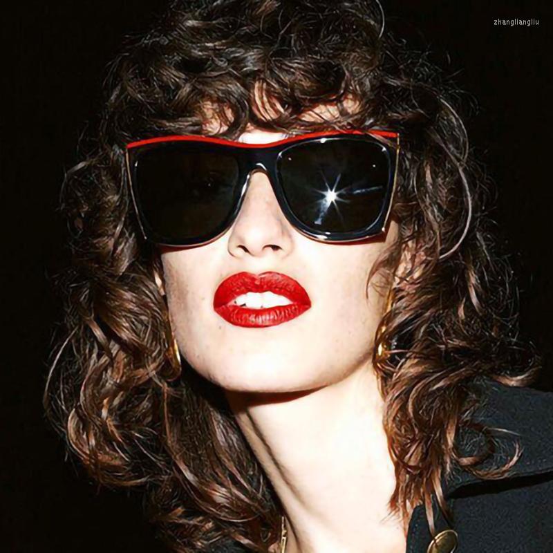 

Sunglasses Acetate Black Large Square Women Fashion Sunglasse With Metal Trim