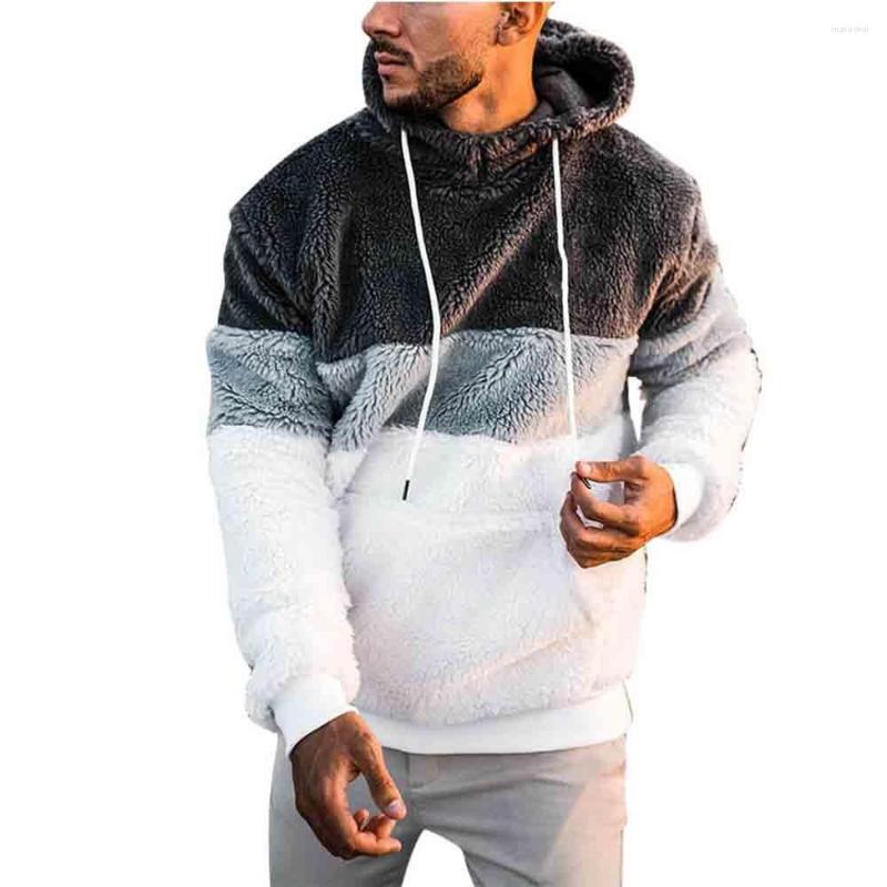 

Men's Hoodies Casual Hooded Men's Long-sleeved Autumn And Winter Warm Pockets Loose Sweater Plush Fleece Hoodie Oversized Top, Blue