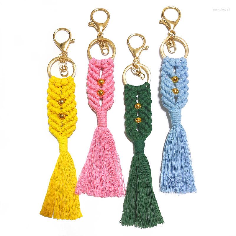 

Keychains Hand-Woven Tassel Key Chain Beaded Beach Style Fashion Bohemian Pendant Bags Accessories Macrame Boho Handmade
