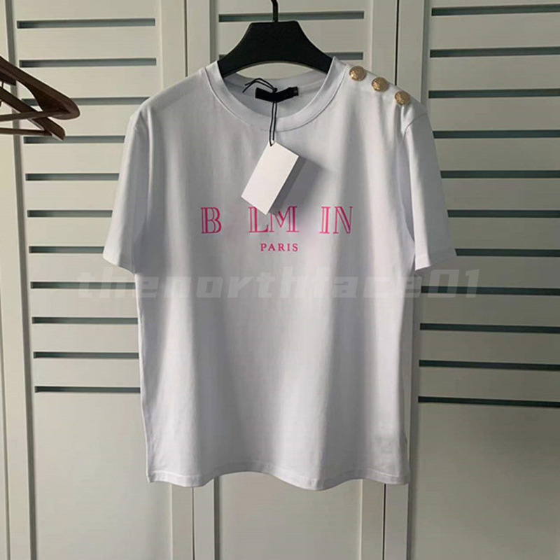 

Luxury Mens Designer T Shirt Black Red Letter printed shirts Short balmain Sleeve Fashion Brand Designer Top Tees Asian Size S-XXL, Army green+gold letter