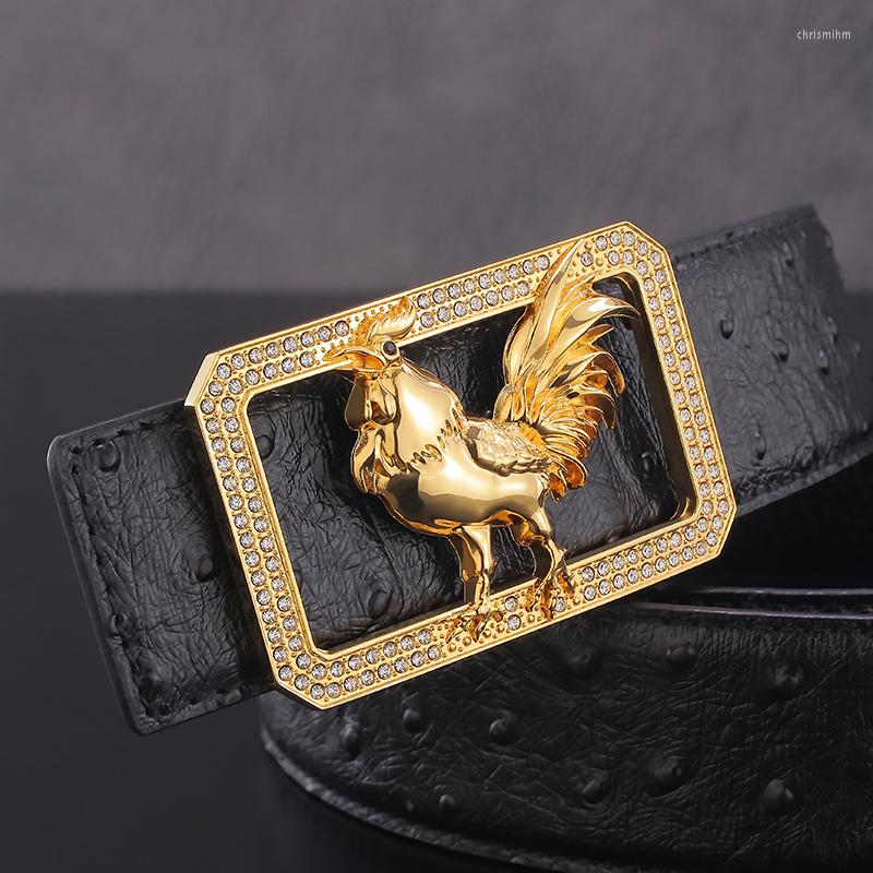 

Belts Fashion Fancy Black Belt Male Jeans Casual High-end Rooster Copper Buckle Brand Leather Designer Cinto Masculino