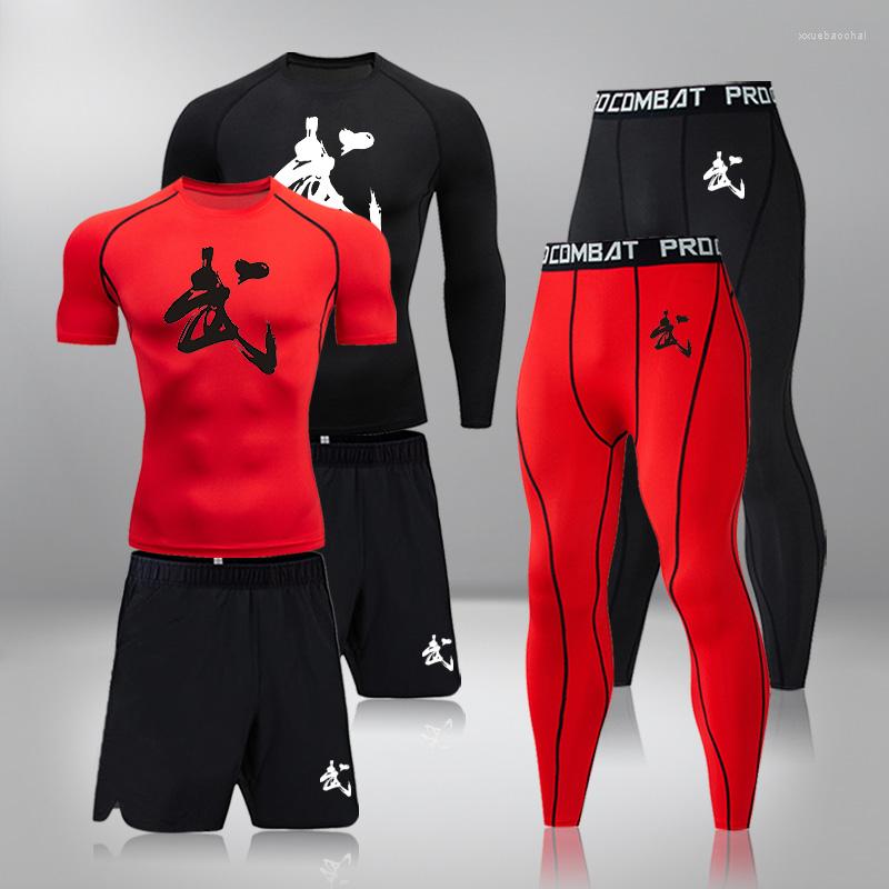 

Men' Tracksuits 3 Piece Set T-Shirt Fitness Clothing Men' Thermal Underwear Warm Sportswear Base Layer Tights Compression MMA Gym, 3-piece short sleeve